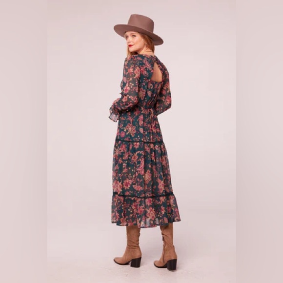 NWT Band Of The Free RUN THE WORLD PINE PAISLEY EMPIRE WAIST MIDI DRESS Boho - Picture 6 of 6